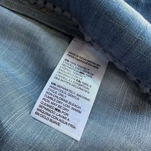 Chico's Chambray Tencel Tiered Maxi Sundress Ruffle Sleeves Sz 6 - Picture 10 of 10